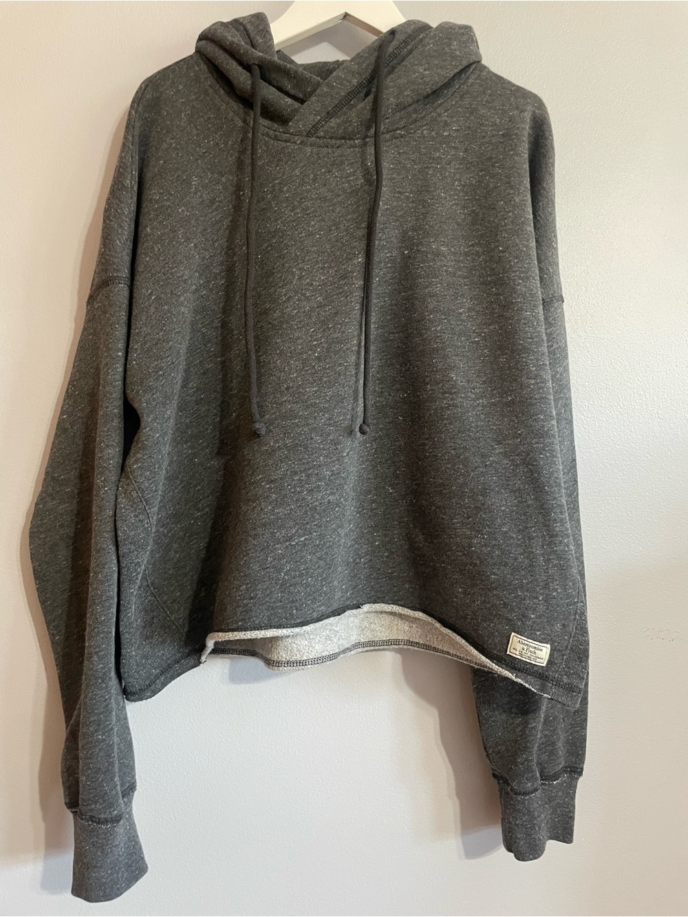 Abercrombie & Fitch Charcoal Gray Hooded Crewneck Sweatshirt
